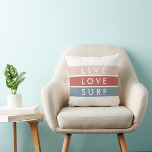 Surfer leben, Liebe, Surftypografie Kissen