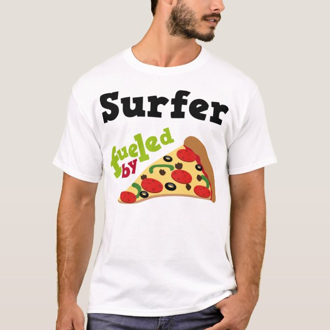 Surfer-(lustiges) Pizza-T-Shirt T-Shirt (Vorderseite)