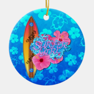 Surfer-Mädchen Keramik Ornament