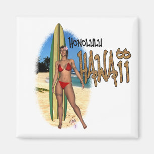 Surfer-Mädchen-Magnet Honolulus Hawaii Magnet