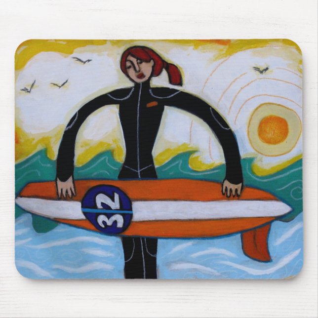 Surfer-Mädchen mousepad (Vorne)