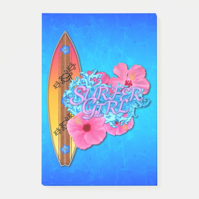 Surfer-Mädchen Post-it Klebezettel (Vorderseite)