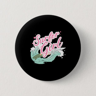 Surfer-Mädchen Surft  Button