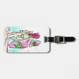 Surfer-Mädchengewohnheits-Gepäckanhänger Gepäckanhänger