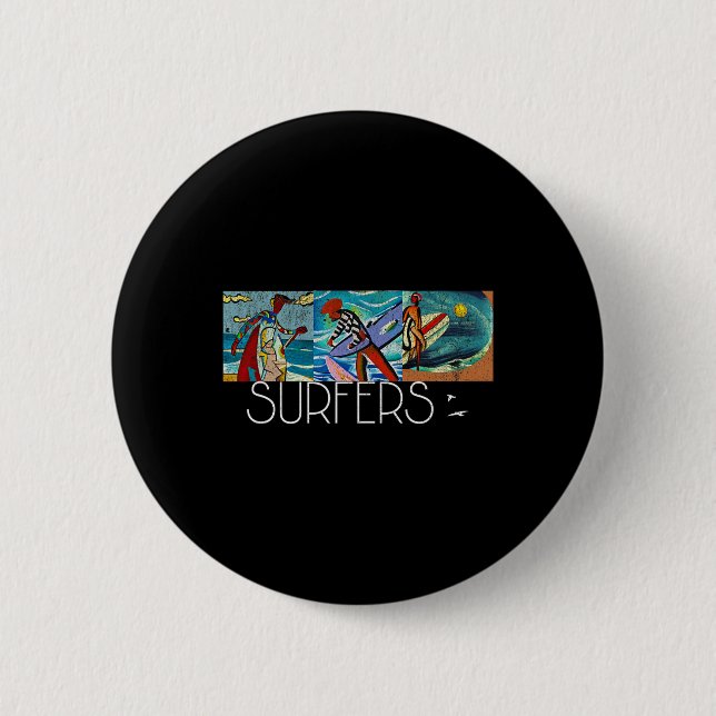 Surfer Mid-Century Modern Cubism Impressionist Su Button (Vorderseite)
