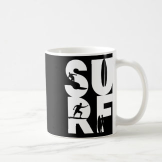 Surfer mit Surfboards in Surf Wave Rider und Idee Kaffeetasse