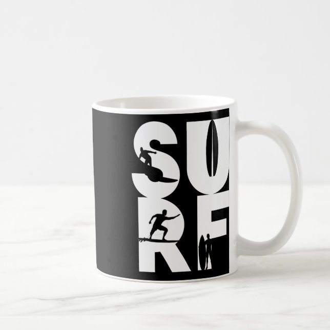 Surfer mit Surfboards in Surf Wave Rider und Idee Kaffeetasse (Rechts)