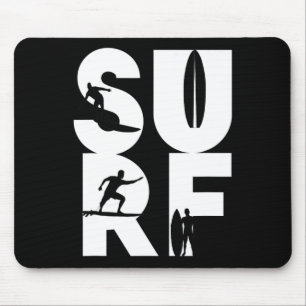 Surfer mit Surfboards in Surf Wave Rider und Idee Mousepad