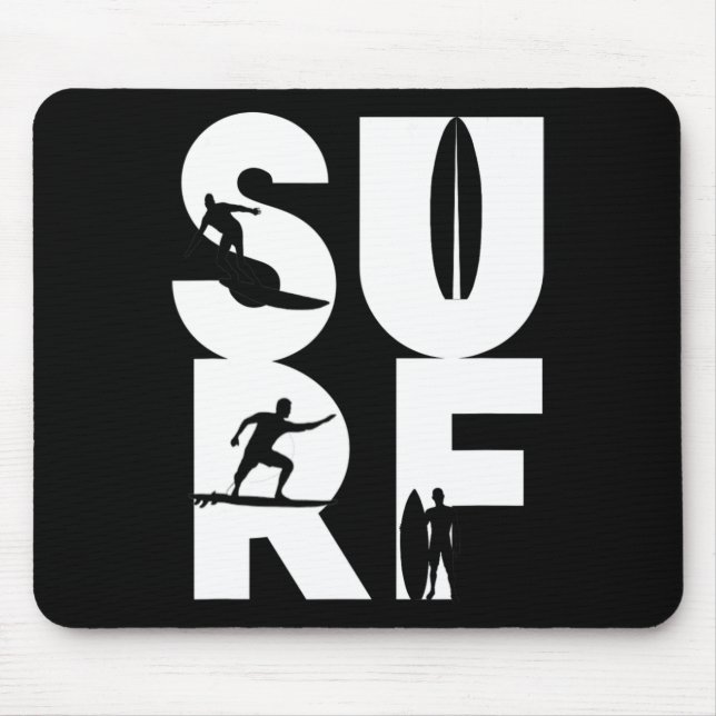 Surfer mit Surfboards in Surf Wave Rider und Idee Mousepad (Vorne)