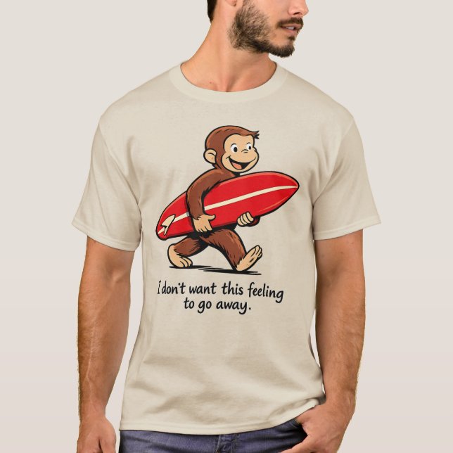 Surfer Monkey , Nostalgischer Sommerstrand T-Shirt (Vorderseite)