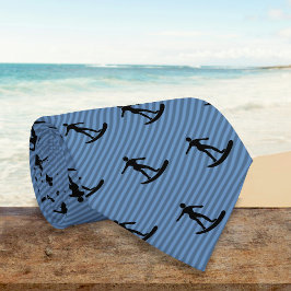 Surfer-Motiv - Typ auf Surfbrett auf dem Blau Krawatte