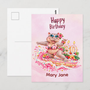 Surfer Nilpferd 30. Geburtstag Surfen Postkarte