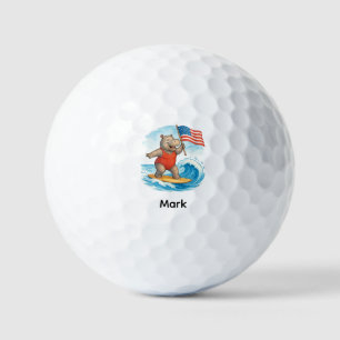 Surfer Nilpferd Surft am 4. Juli Unabhängigkeitsta Golfball