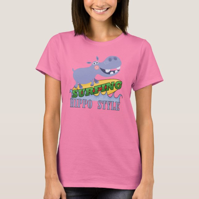 Surfer Nilpferd T-Shirt (Vorderseite)