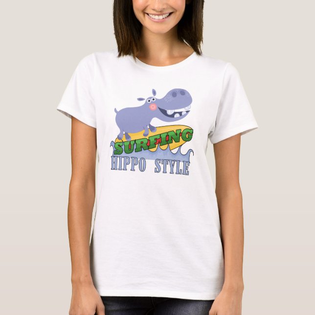Surfer Nilpferd T-Shirt (Vorderseite)