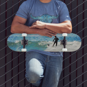 Surfer on Wave Skateboard Deck
