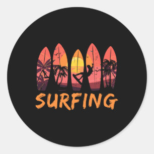 Surfer Ozean Wassersport - Surfboard Wellen Surfen Runder Aufkleber