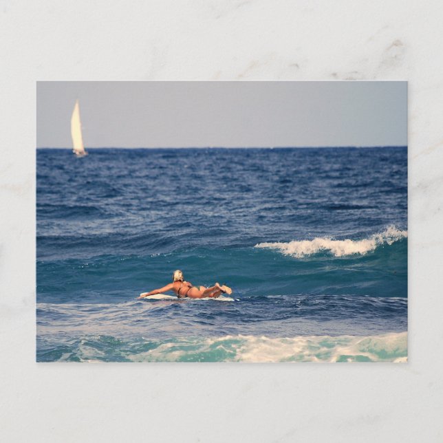Surfer Paddout Postcard Postkarte (Vorderseite)