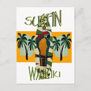 Surfer Papagei Postkarte