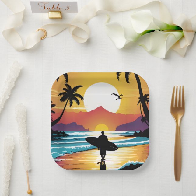 Surfer Pappteller (Hochzeit)