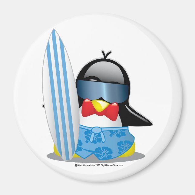 Surfer Penguin Magnet (Vorne)