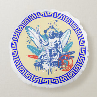 Surfer Poseidon Rundes Kissen