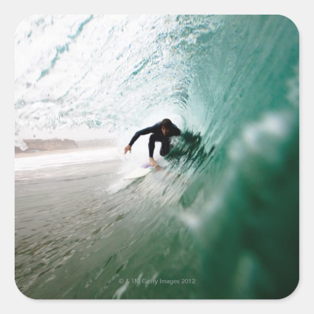 Surfer Quadratischer Aufkleber (Vorderseite)