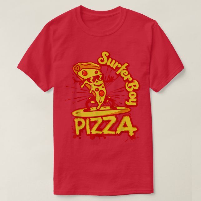 Surfer Retro Pizza Boy 1634 T-Shirt (Design vorne)
