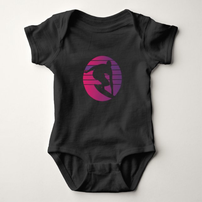 Surfer Retro Surfing Sunset Baby Strampler (Vorderseite)