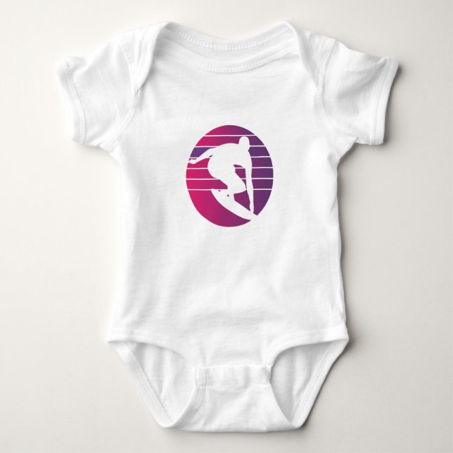 Surfer Retro Surfing Sunset Baby Strampler (Vorderseite)