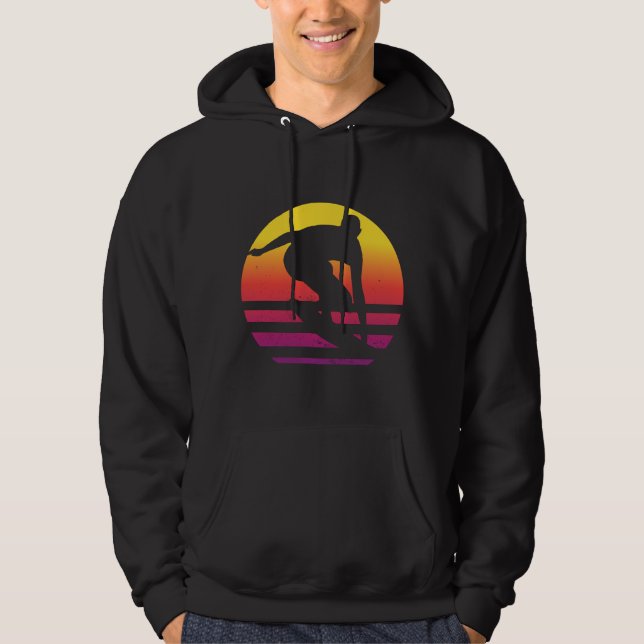 Surfer Retro Surfing Sunset Hoodie (Vorderseite)