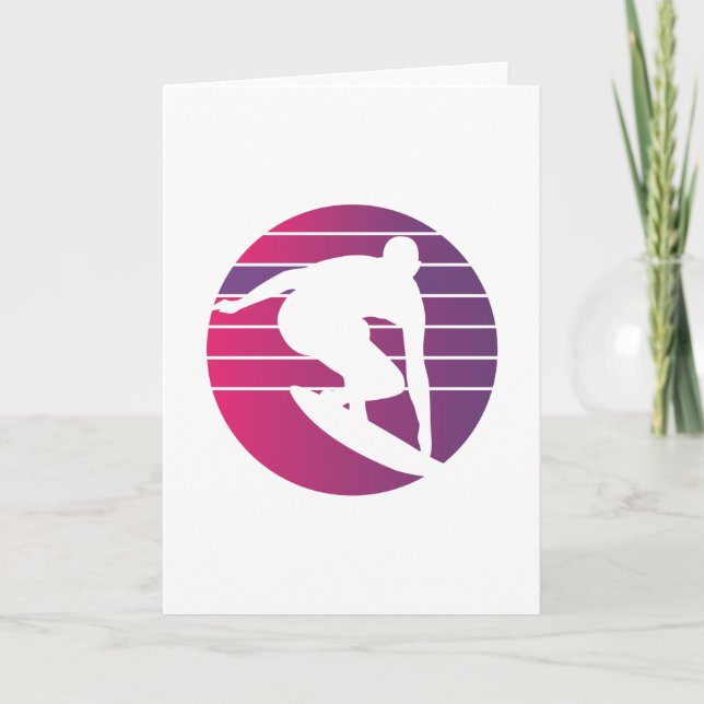 Surfer Retro Surfing Sunset Karte (Vorderseite)