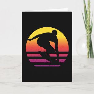Surfer Retro Surfing Sunset Karte