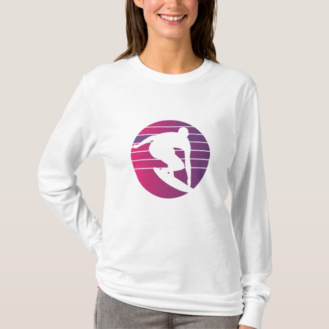 Surfer Retro Surfing Sunset T-Shirt (Vorderseite)