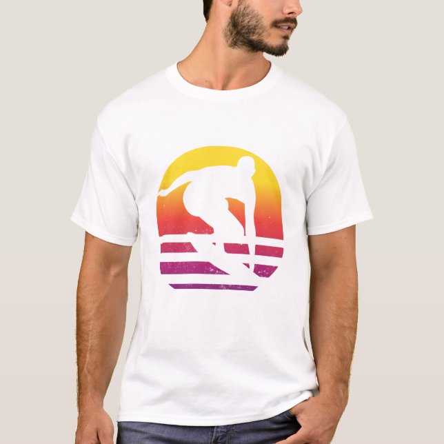 Surfer Retro Surfing Sunset T-Shirt (Vorderseite)