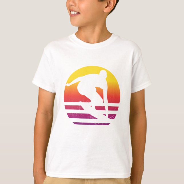 Surfer Retro Surfing Sunset T-Shirt (Vorderseite)