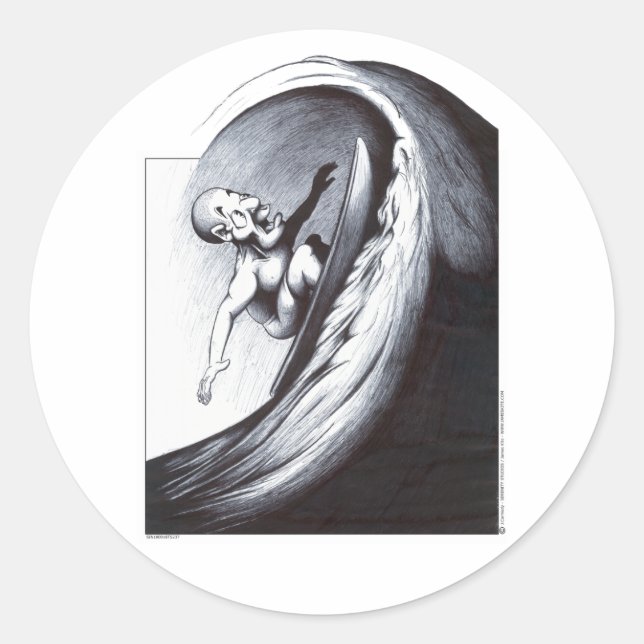 Surfer Runder Aufkleber (Vorderseite)