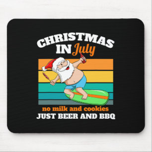 Surfer Santa Bier und BBQ Weihnachtsfeier Strand W Mousepad
