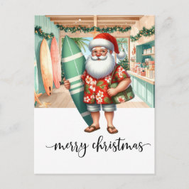 Surfer Santa is going to Surf  Christmas holiday  Postkarte