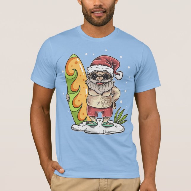 Surfer Santa mit Tattoo T-Shirt (Vorderseite)
