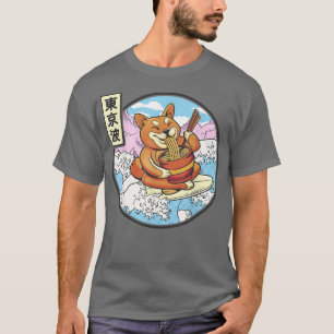 Surfer Shiba Inu isst Ramen Japan Wellen Kawaii T-Shirt