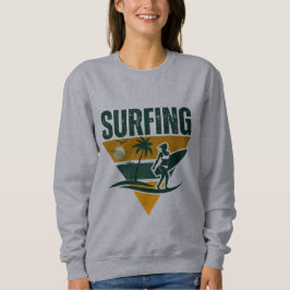 Surfer Silhouette Retro Surfen, lustiges Surfen Sweatshirt