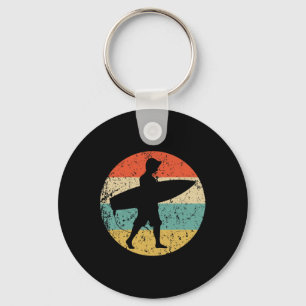 Surfer-Silhouette Retro-Surfen Schlüsselanhänger