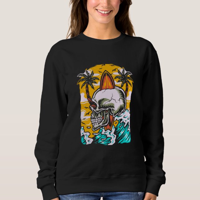 Surfer Skeleton Waves  Surfboard Surfrider Taco Su Sweatshirt (Vorderseite)