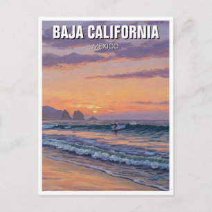 Surfer-Sonnenuntergang Baja California Postkarte