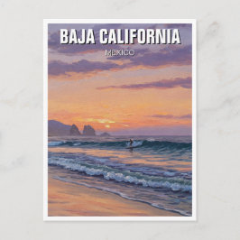 Surfer Sunset Baja California Postkarte