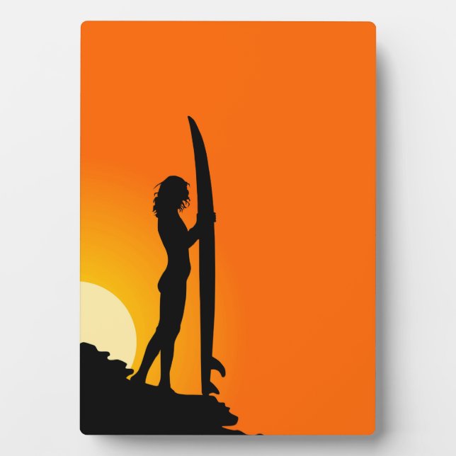 Surfer Sunset Silhouette Fotoplatte (Vorderseite)