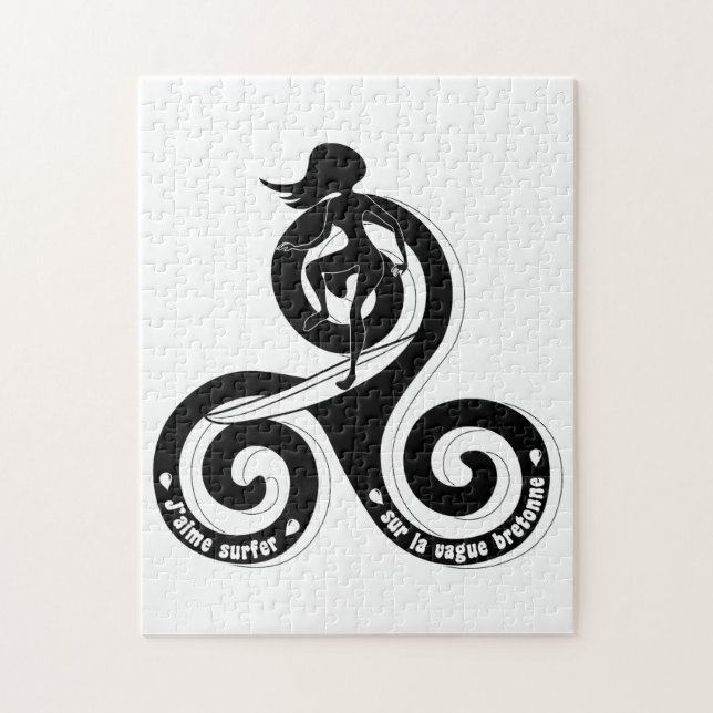 Surfer sur la vague breton (Version femme) Puzzle (Vertikal)
