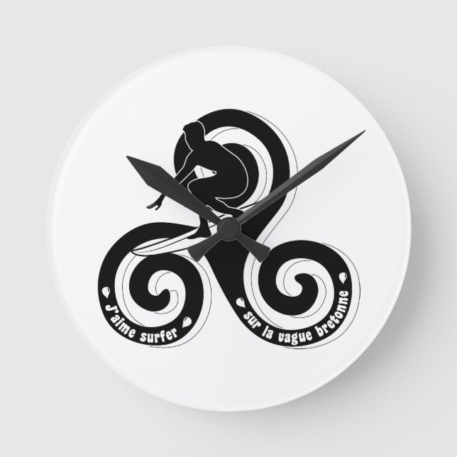 Surfer sur la vague breton (Version homme) Runde Wanduhr (Vorderseite)