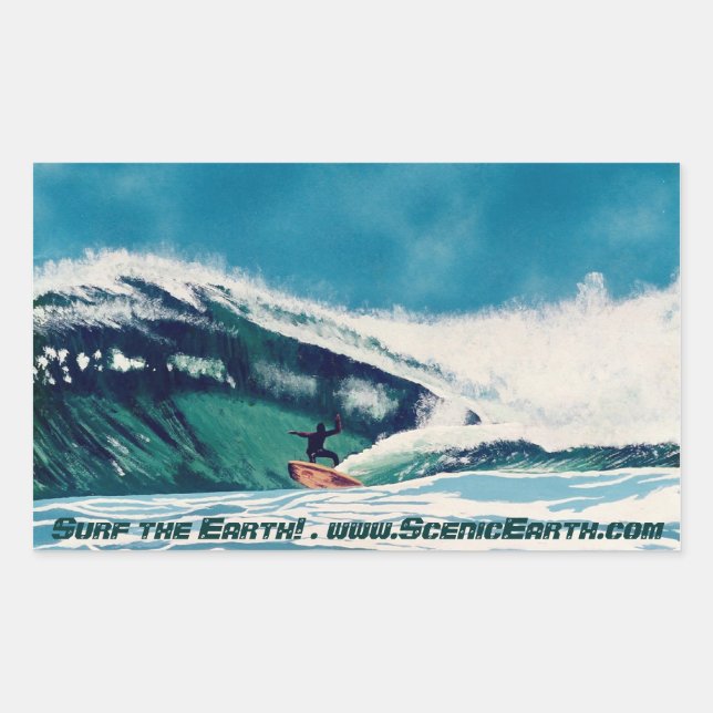 Surfer Surf Surf Wasseraufkleber Art decal CA Rechteckiger Aufkleber (Vorderseite)